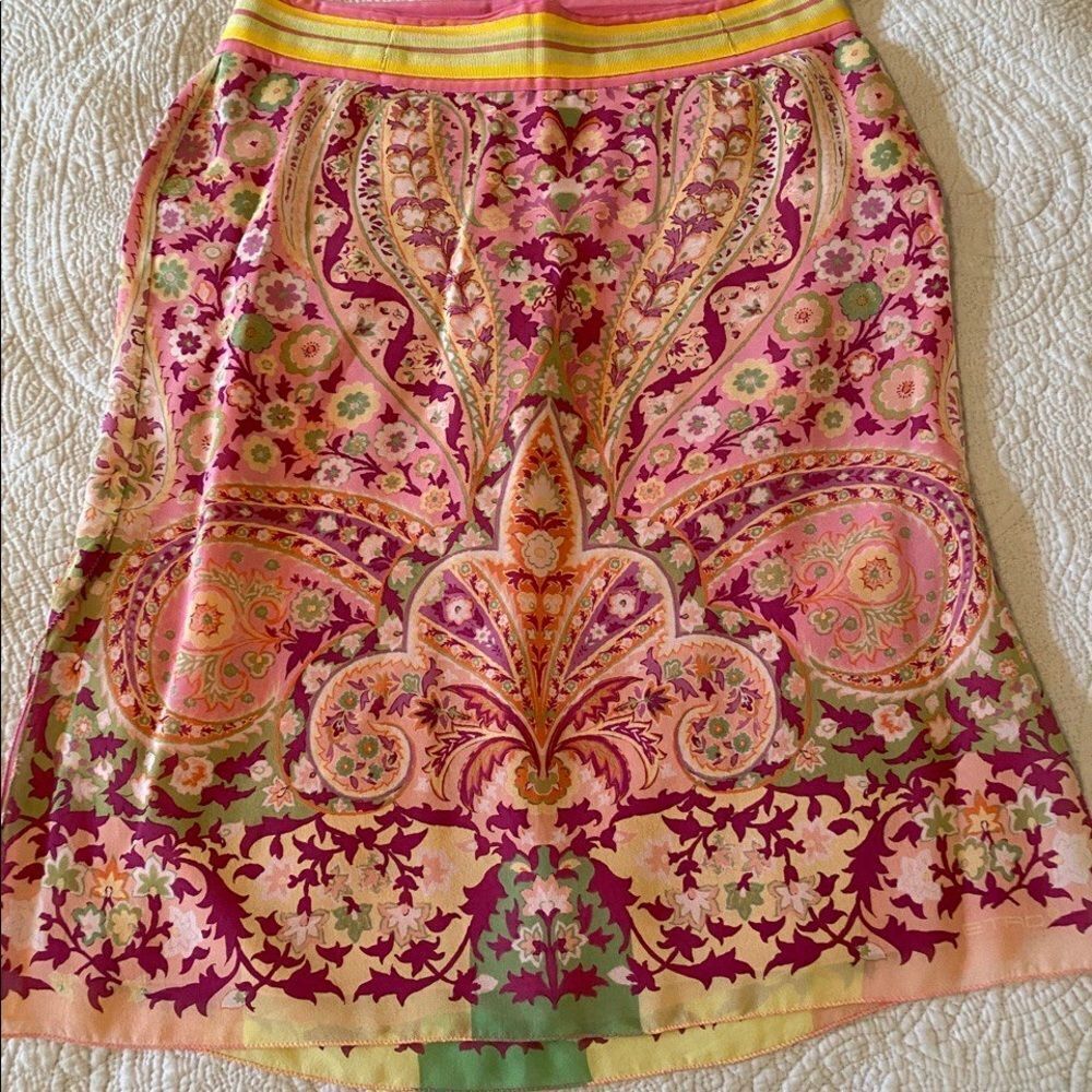 ETRO Made In Italy Silk Printed  Skirt Size 42